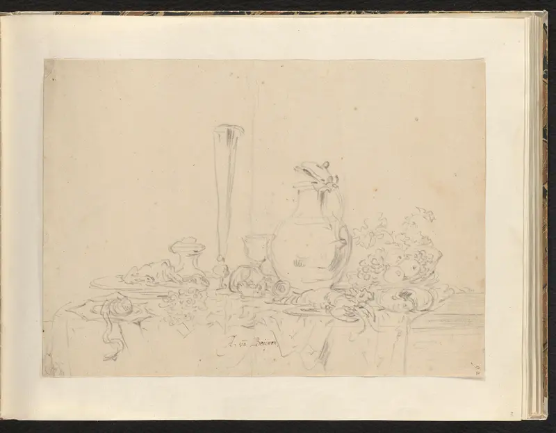 Stilleven met servies en fruit Wall Art by Unknown - High-Resolution Digital Print