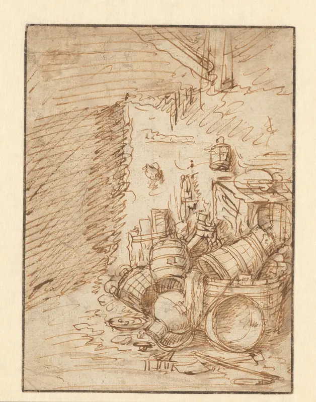 Stilleven met vaatwerk in een schuur Wall Art by Unknown - High-Resolution Digital Print