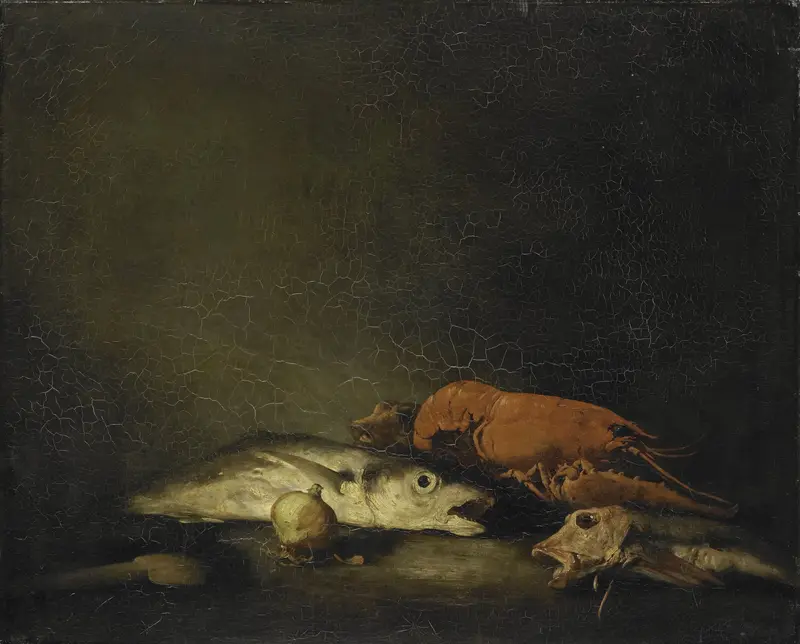 Stilleven met vissen en een kreeft Wall Art by Théodule Augustin Ribot - High-Resolution Digital Print