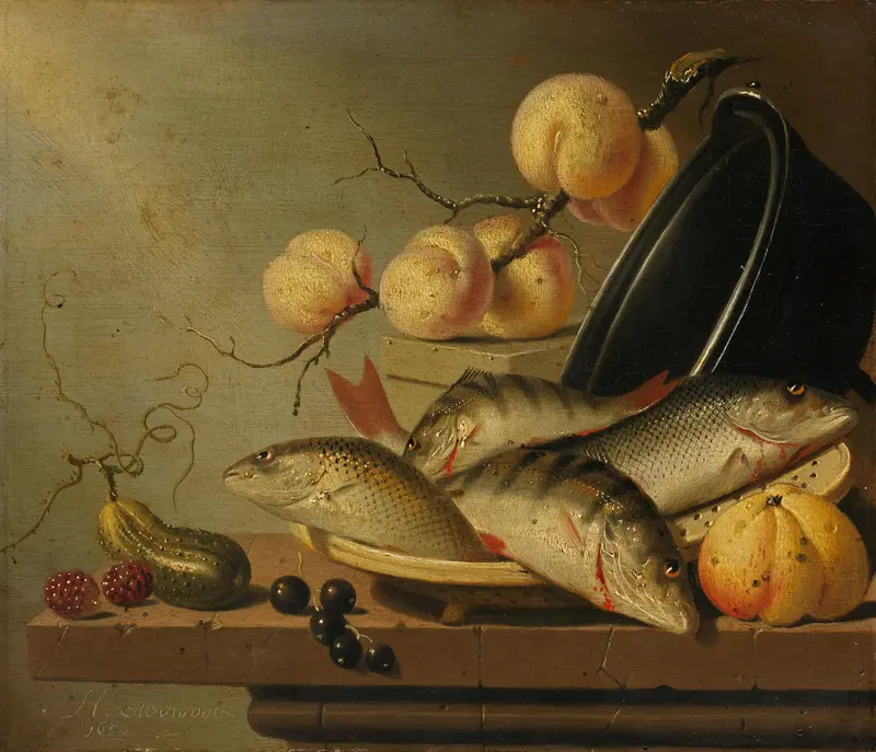 Stilleven met vissen en vruchten Wall Art by Harmen Steenwijck - High-Resolution Digital Print