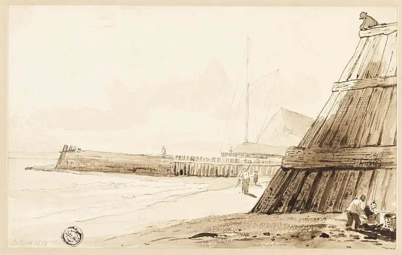 Stockade along Shore Wall Art by Unknown - High-Resolution Digital Print