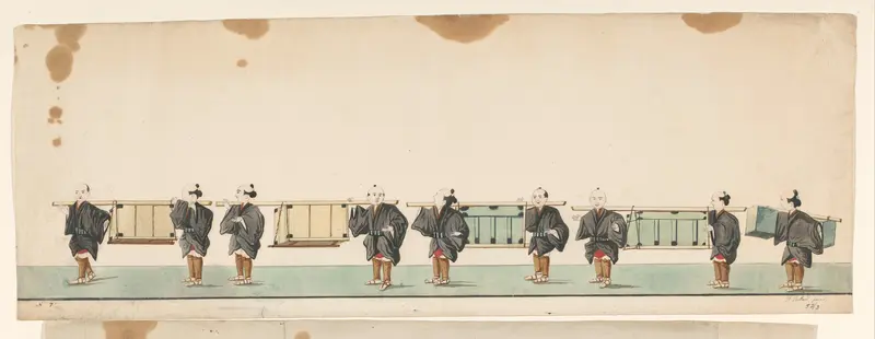 Stoet van negen Japanse dragers Wall Art by Unknown - High-Resolution Digital Print
