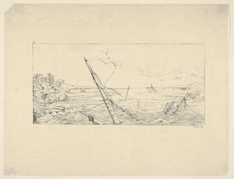 Stone Blockade off Charleston, South Carolina (from Confederate War Etchings) Wall Art by Adalbert John Volck - High-Resolution Digital Print