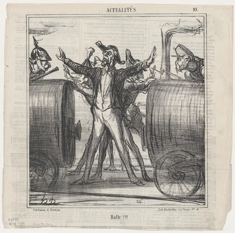 Stop!!!, from 'News of the day,' published in Le Charivari, June 4, 1867 Wall Art by Honoré Daumier - High-Resolution Digital Print