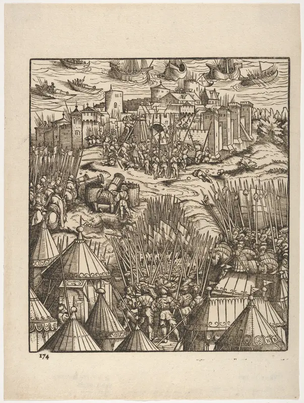 Storming of Moran, at the Shore, from "Der Weisskunig" Wall Art by Hans Burgkmair - High-Resolution Digital Print