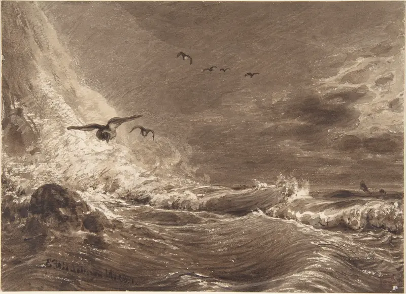 Stormy Sea Wall Art by Eduard Hildebrandt - High-Resolution Digital Print