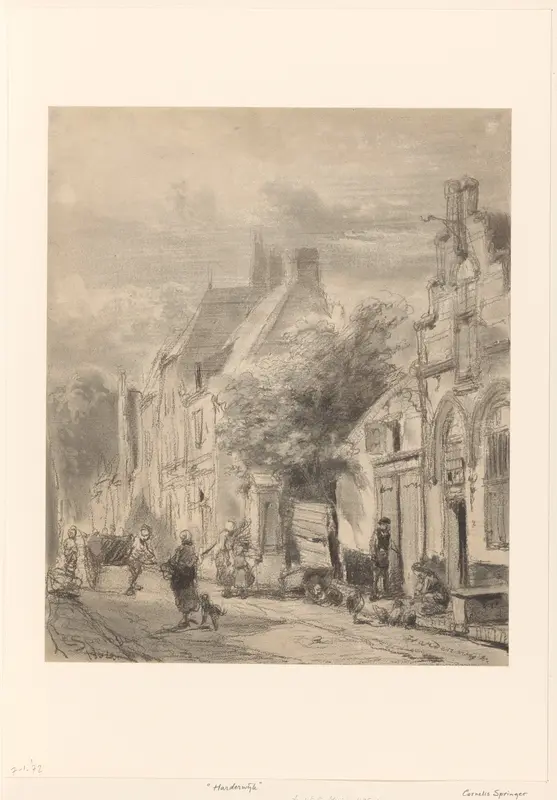 Straatgezicht in Harderwijk Wall Art by Cornelis Springer - High-Resolution Digital Print