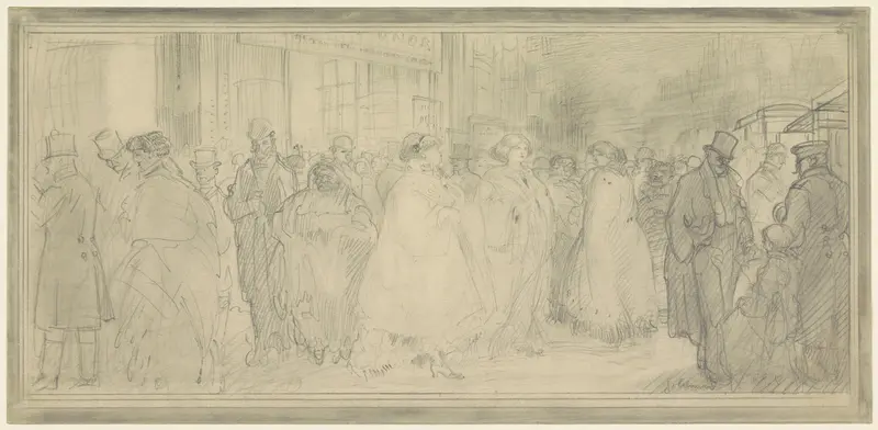 Straattafereel bij het uitgaan van een theater te Londen Wall Art by Jean Emile Laboureur - High-Resolution Digital Print