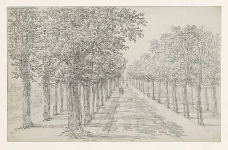 Straatweg met vier rijen bomen Wall Art by Georges Michel - High-Resolution Digital Print