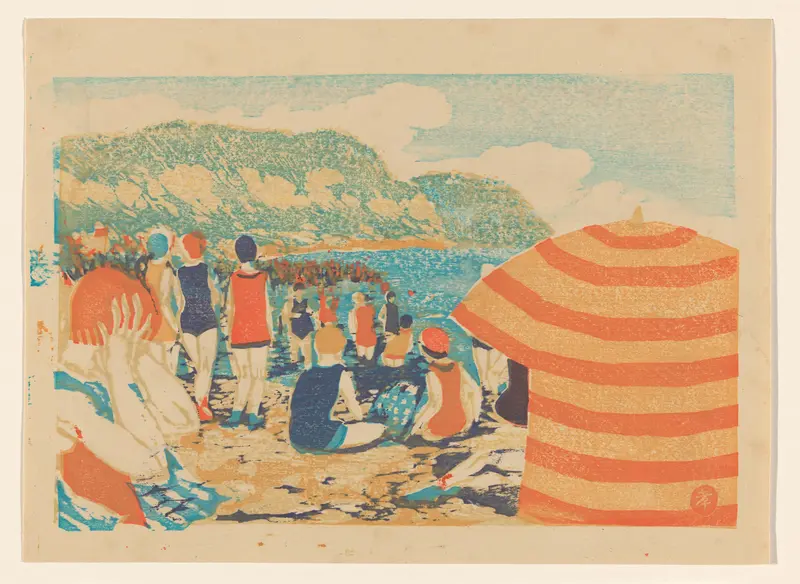 Strand bij Kamakura Wall Art by Onchi Kōshirō - High-Resolution Digital Print