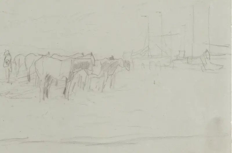 Strand met paarden en schuiten Wall Art by Anton Mauve - High-Resolution Digital Print