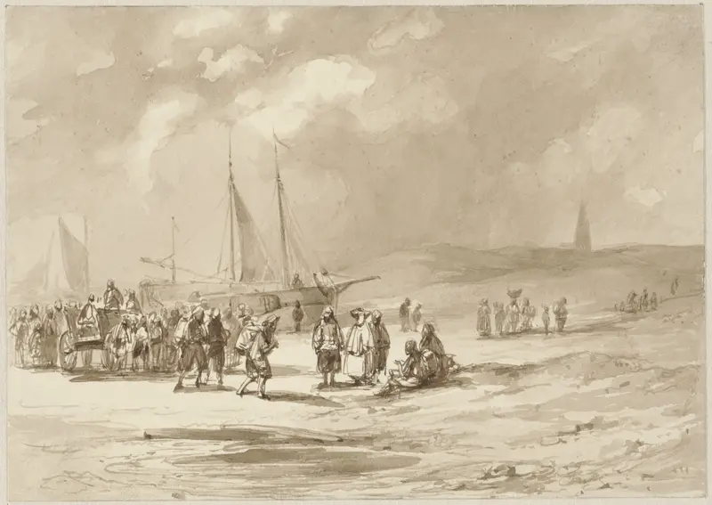Strand met vissers Wall Art by Willem Pieter Hoevenaar - High-Resolution Digital Print