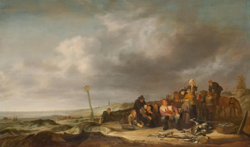 Strand met vissers Wall Art by Unknown - High-Resolution Digital Print