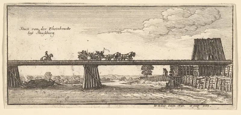 Strasbourg: The Kehl Bridge, from "German Views" Wall Art by Wenceslaus Hollar - High-Resolution Digital Print