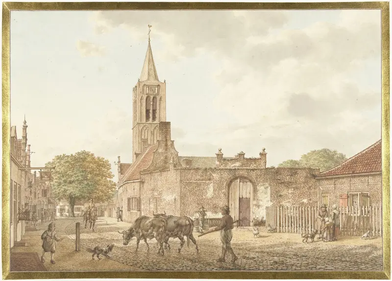 Street Scene in Beverwijk Wall Art by Jacob Cats (1741-1799) - High-Resolution Digital Print