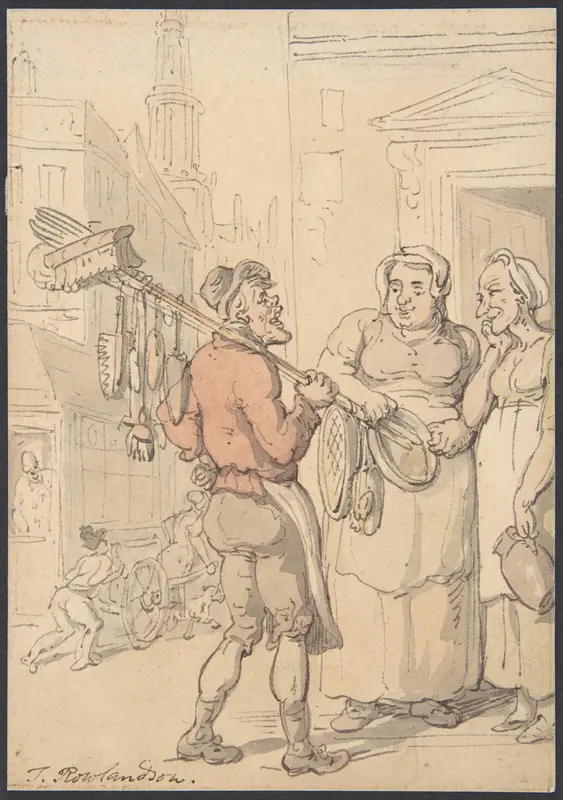 Street Scene: Vendor of Brushes Wall Art by Thomas Rowlandson - High-Resolution Digital Print