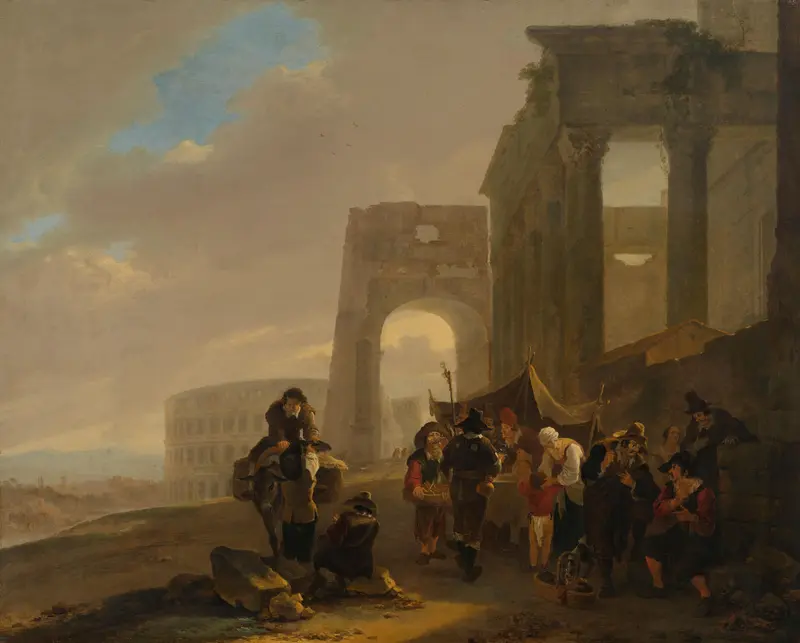 Street Scene with Roman Ruins Wall Art by Unknown - High-Resolution Digital Print
