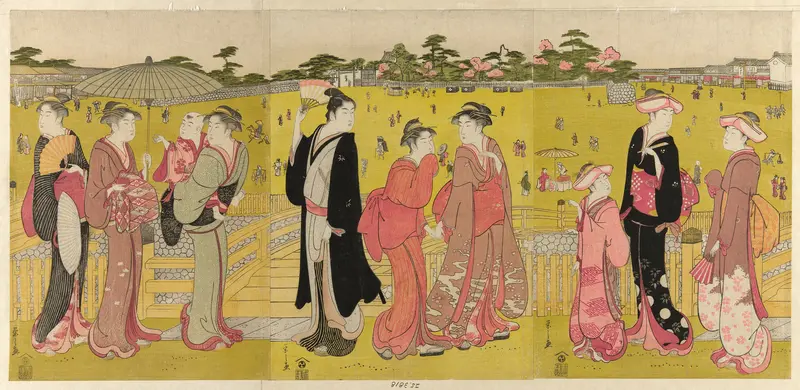 Strolling near Mihashi in Ueno Wall Art by Chôbunsai Eishi - High-Resolution Digital Print