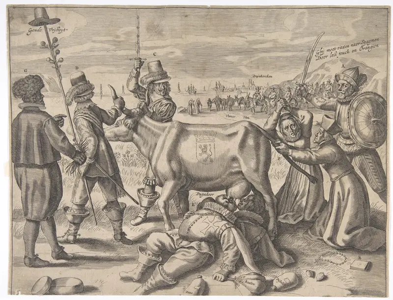 Struggle over the Flemish Milch-Cow Wall Art by Crispijn de Passe the Younger - High-Resolution Digital Print