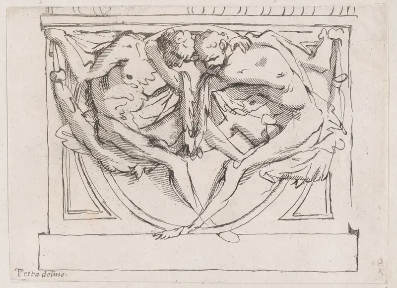 Stucco bas-relief with two male figures Wall Art by Anonymous, 18th century - High-Resolution Digital Print