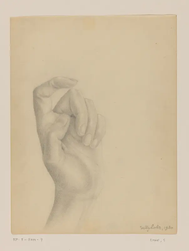 Studie hand met gebogen vingers Wall Art by Unknown - High-Resolution Digital Print