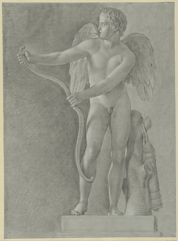 Studie naar een standbeeld van Cupido die zijn boog spant Wall Art by Jean Grandjean - High-Resolution Digital Print