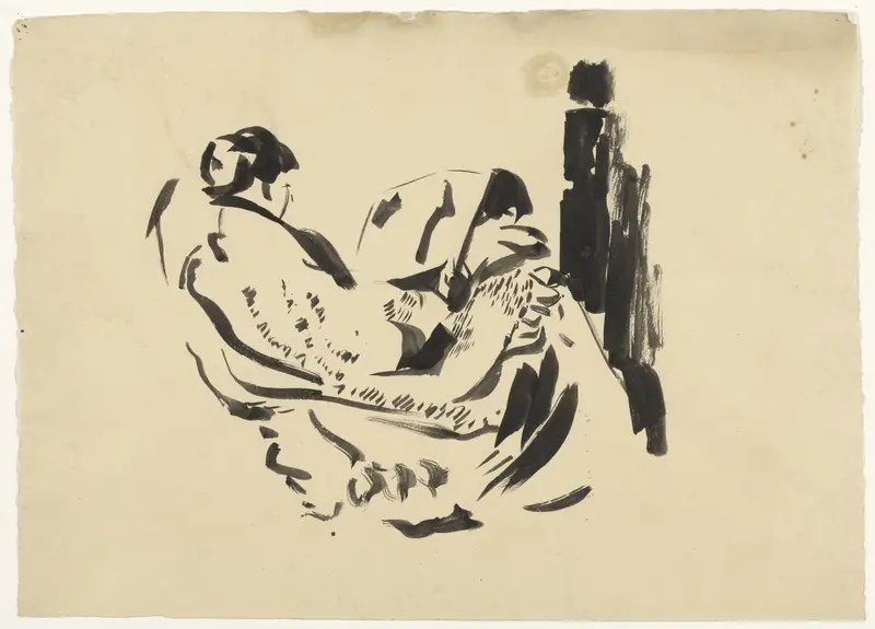 Studie naar Nel Wouters, zittend in een leunstoel Wall Art by Rik Wouters - High-Resolution Digital Print