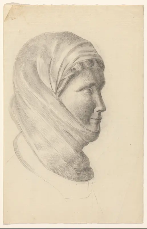 Studie van buste van een vrouw met hoofddoek Wall Art by anonymous - High-Resolution Digital Print