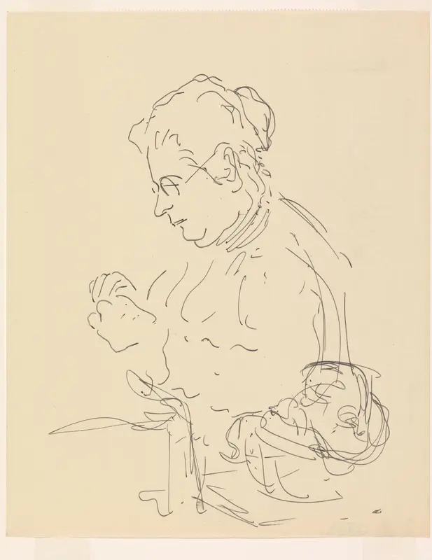 Studie van de echtgenote van Carel Adolph Lion Cachet, handwerkend, van opzij Wall Art by Carel Adolph Lion Cachet - High-Resolution Digital Print