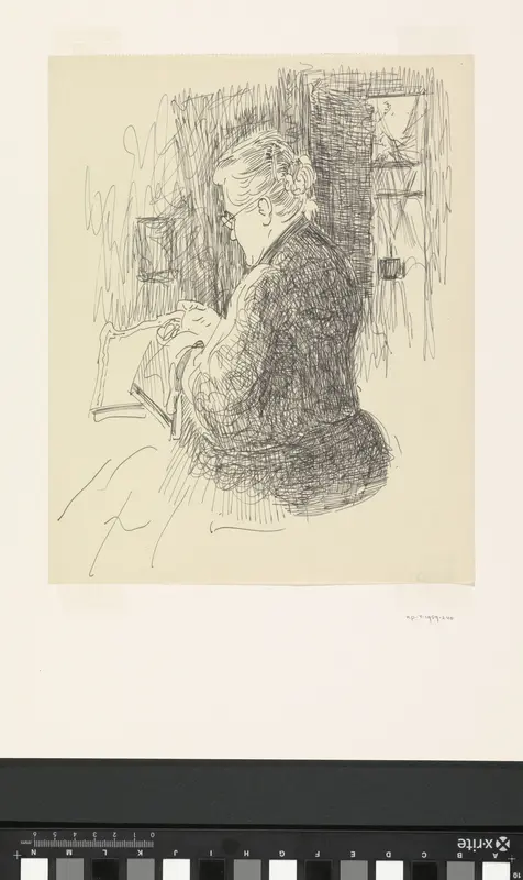 Studie van de echtgenote van Carel Adolph Lion Cachet, handwerkend Wall Art by Carel Adolph Lion Cachet - High-Resolution Digital Print