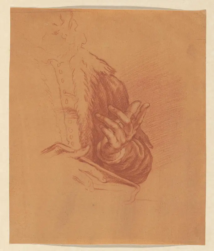 Studie van de handen en kleding van een man, met in de rechterhand een boek Wall Art by Unknown - High-Resolution Digital Print