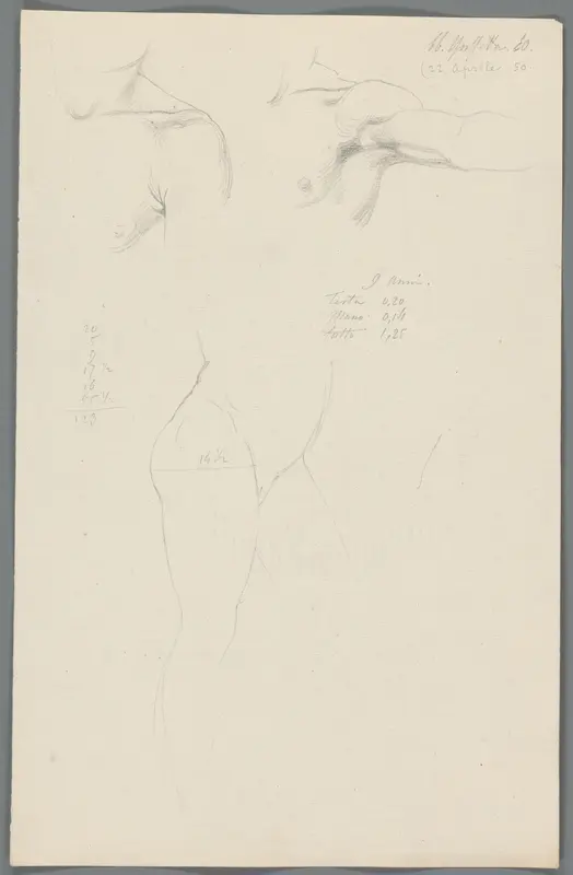 Studie van de schouder en het onderlichaam van een man Wall Art by Unknown - High-Resolution Digital Print