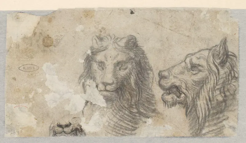 Studie van drie leeuwenkoppen Wall Art by anonymous - High-Resolution Digital Print