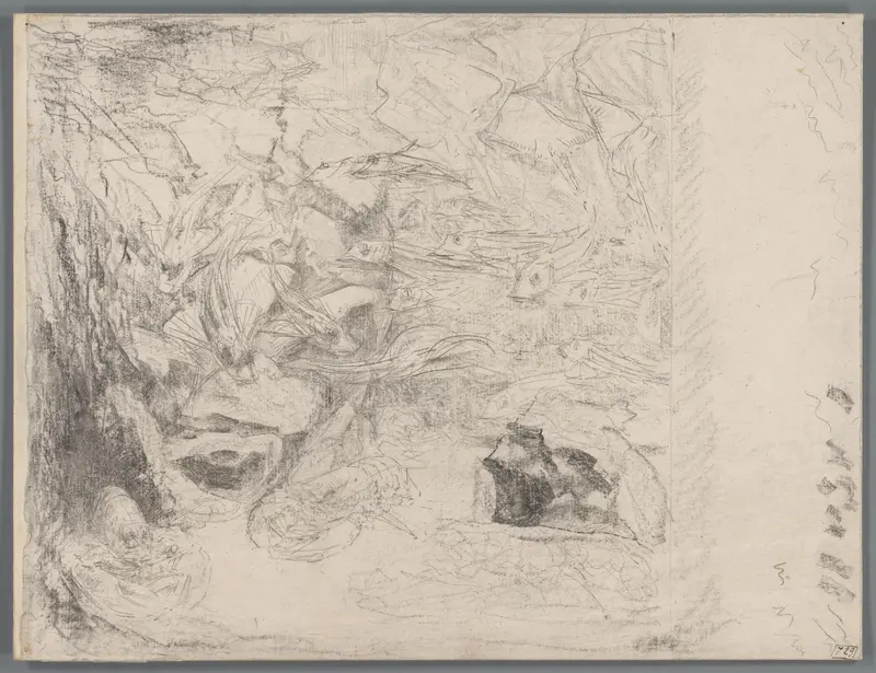 Studie van een aquarium met rode ponen en kreeften Wall Art by Gerrit Willem Dijsselhof - High-Resolution Digital Print