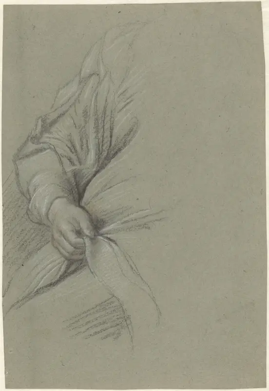 Studie van een arm en een hand in een damesportret Wall Art by anonymous - High-Resolution Digital Print
