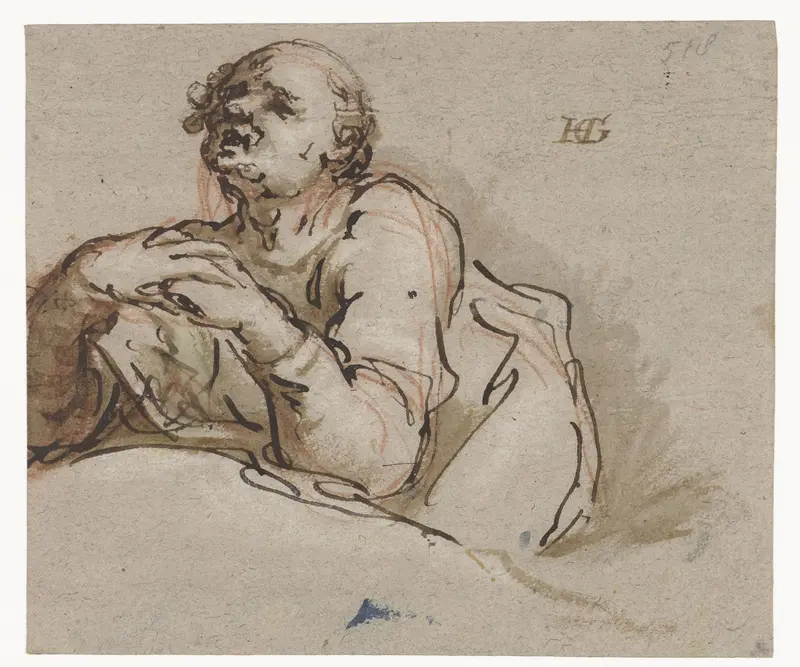 Studie van een biddende man (Petrus?) Wall Art by Hendrick Goltzius - High-Resolution Digital Print