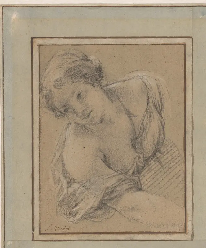 Studie van een buigende jonge vrouw Wall Art by Simon Vouet - High-Resolution Digital Print