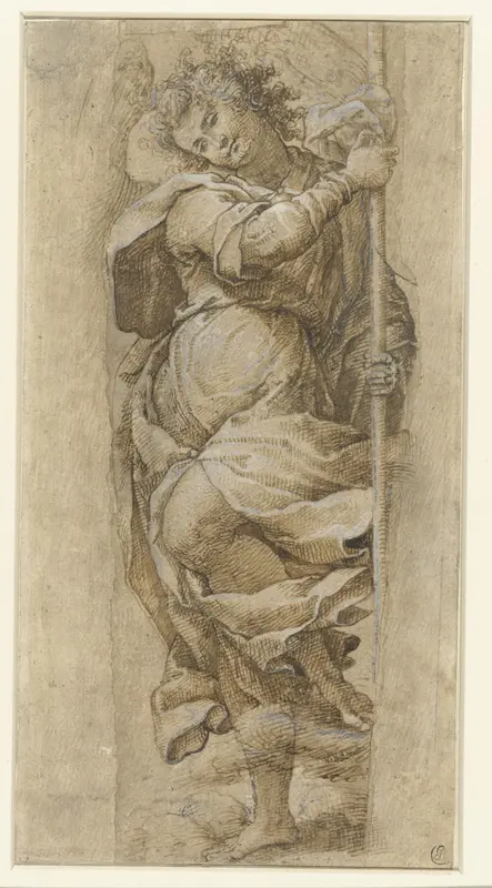 Studie van een engel met een lans Wall Art by Unknown - High-Resolution Digital Print
