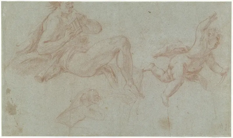 Studie van een fluitspelende man, van opzij Wall Art by Francesco Trevisani - High-Resolution Digital Print