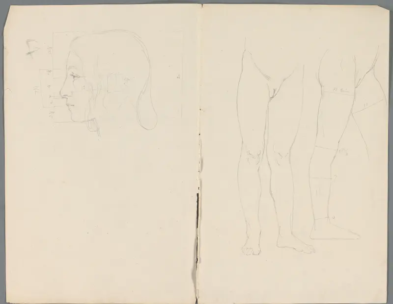Studie van een gezicht en onderbenen van een vrouw Wall Art by Unknown - High-Resolution Digital Print