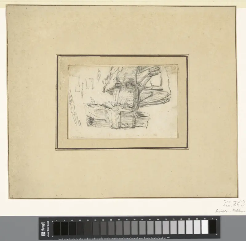 Studie van een haard met blaasbalgen in een smidse Wall Art by Unknown - High-Resolution Digital Print