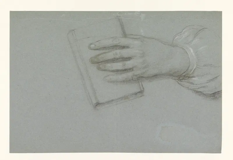 Studie van een hand, een boek vasthoudend Wall Art by Unknown - High-Resolution Digital Print