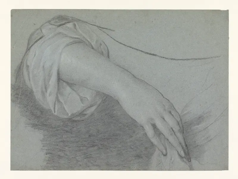 Studie van een hand met onderarm, stekend uit een mouw Wall Art by Unknown - High-Resolution Digital Print