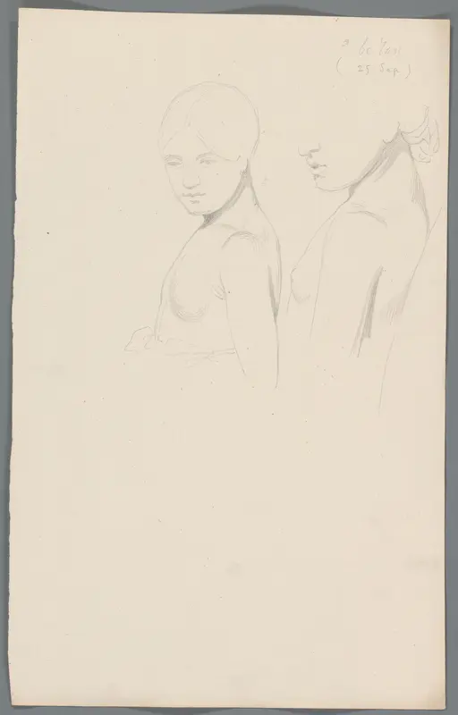 Studie van een jonge vrouw met ontbloot bovenlijf Wall Art by Unknown - High-Resolution Digital Print