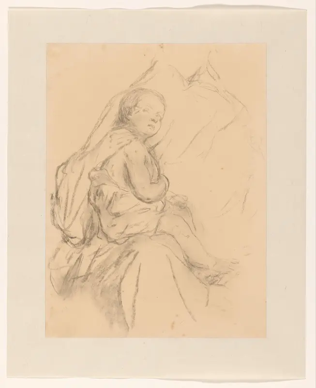 Studie van een kind, zittend op de schoot van een vrouw Wall Art by Cornelis Kruseman - High-Resolution Digital Print