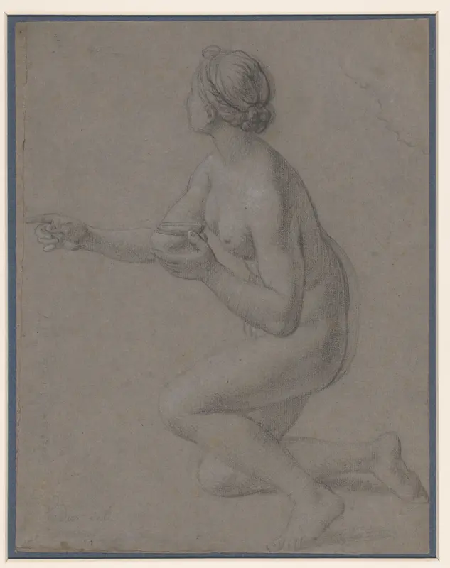 Studie van een knielend naakt meisje Wall Art by François Verdier - High-Resolution Digital Print