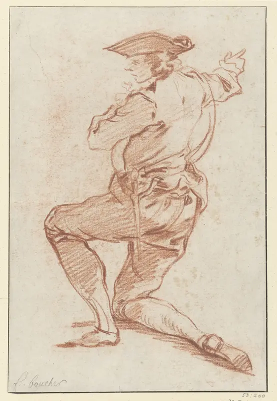 Studie van een knielende jager Wall Art by François Boucher - High-Resolution Digital Print