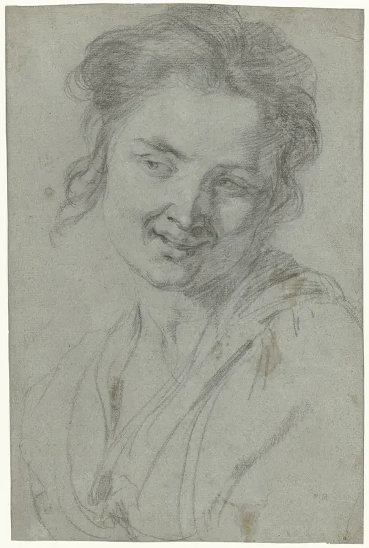 Studie van een lachende vrouw Wall Art by Johann Liss - High-Resolution Digital Print