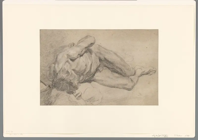 Studie van een liggend mannelijk naakt Wall Art by anonymous - High-Resolution Digital Print