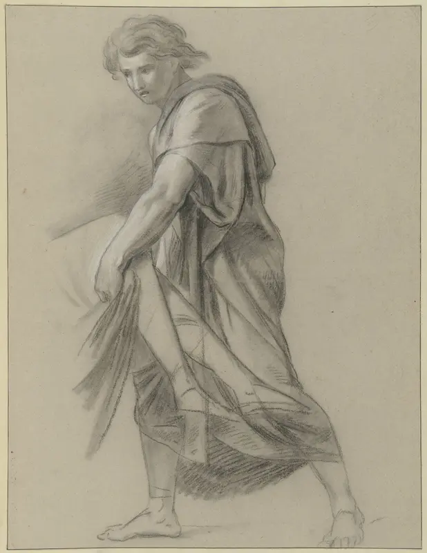 Studie van een man die aan het voeteind helpt bij het wegdragen van een lichaam Wall Art by Jean Grandjean - High-Resolution Digital Print